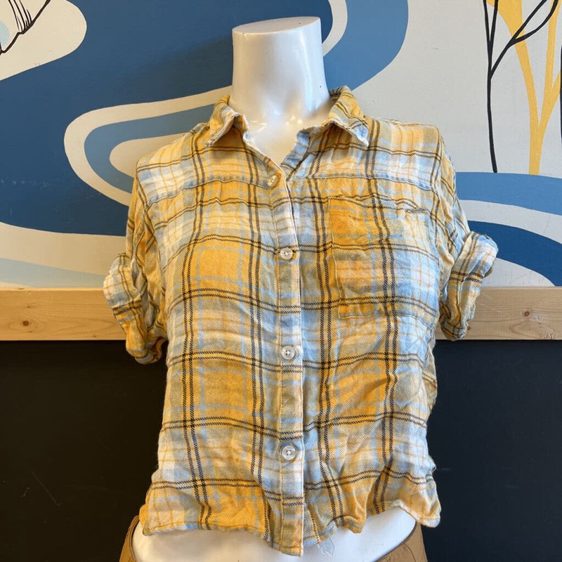 Volcom - Women's Need Now Plaid Top - MSRP $72: Yellow/White-women-XS