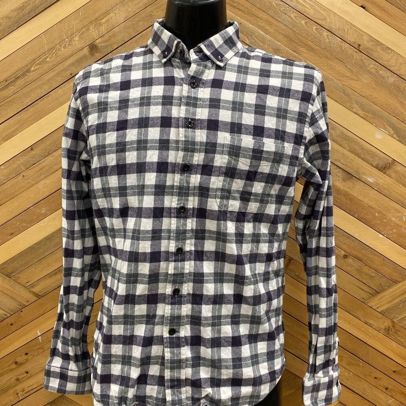 Frank & Oak - Men's Flannel Shirt - MSRP $119: White/Grey-men-LG
