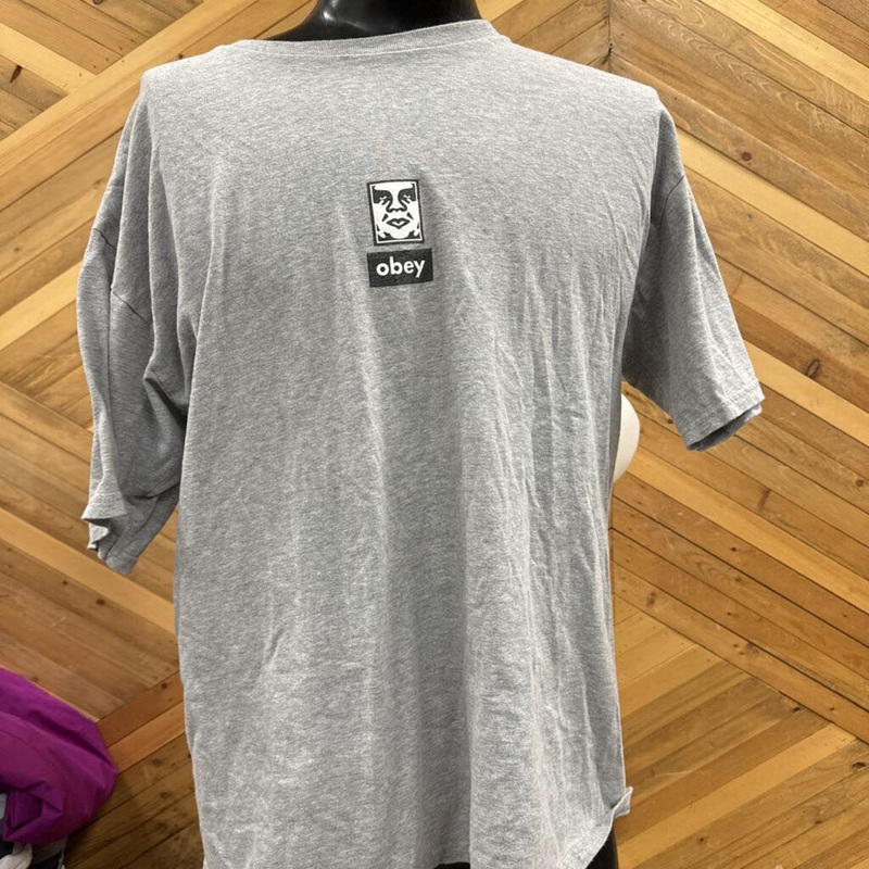 Obey - Men's T-Shirt - MSRP $61: Grey-men-XL