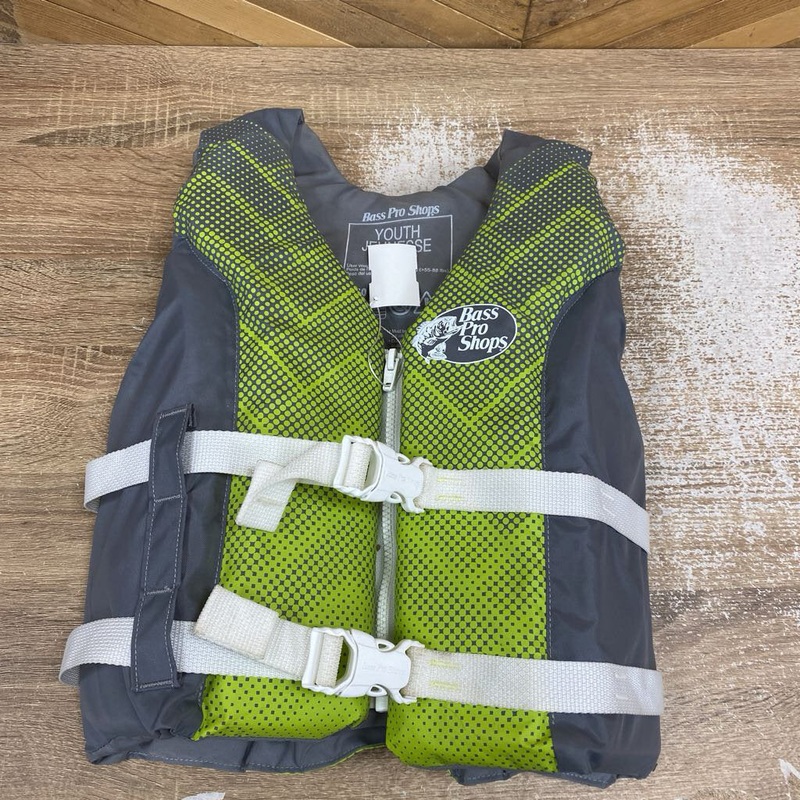 Bass Pro Shops - Youth PFD - MSRP $30: Grey/Green-children-55-88lbs