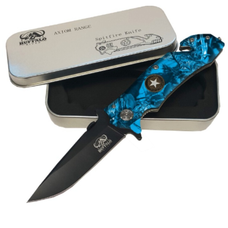 BUFFALO RIVER SPITFIRE BLUE CAMO 8.5 FOLDING KNIFE