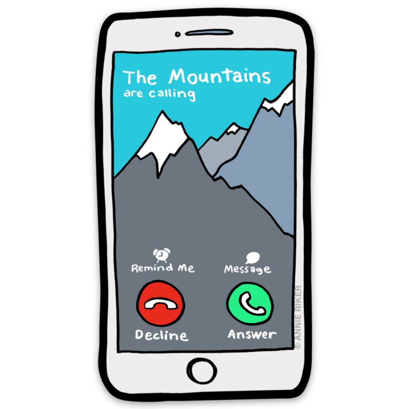 Mountains Calling Cell Phone Sticker