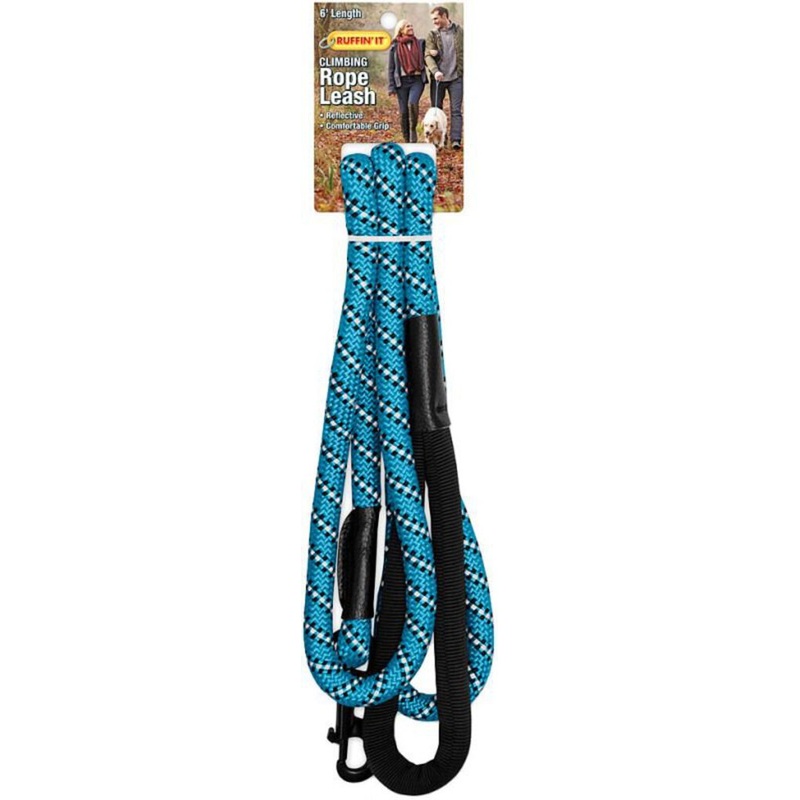 Ruffin'It Climbing Rope Dog Leash, 6' Length, Blue