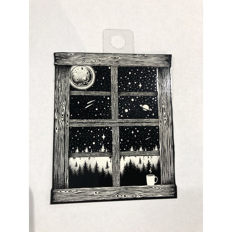Sticker Art Starry night Through a Window