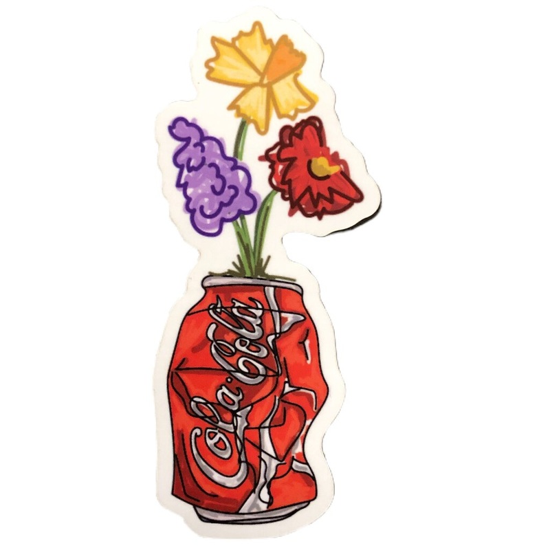Soda Can Flowers Sticker