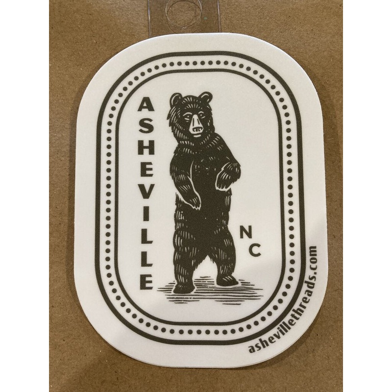 Asheville Threads Curious Bear Sticker