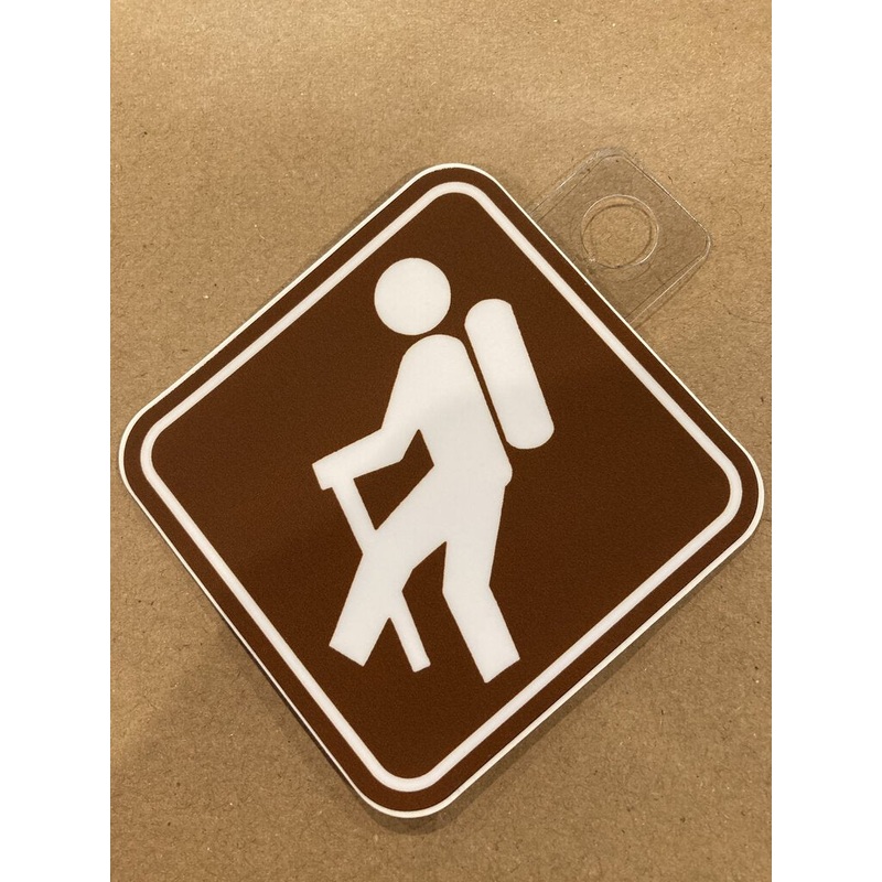 Backpacker Sign Sticker, Brown