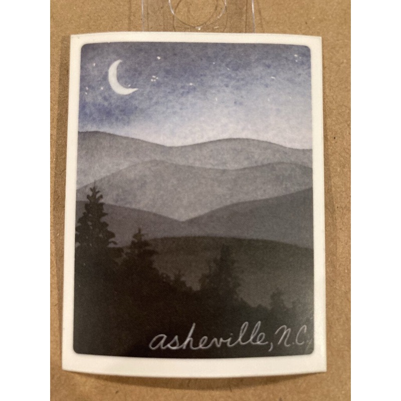 Mountain Watercolors Sticker, Crescent Moon