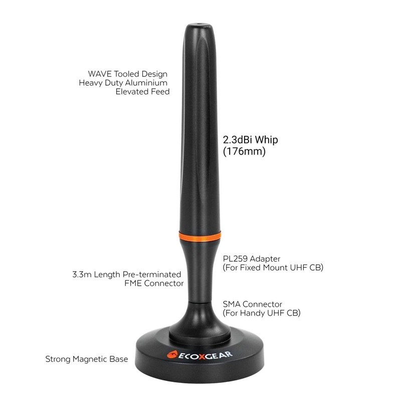 ECOXGEAR ATPA230 Portable Magnetic UHF CB Antenna