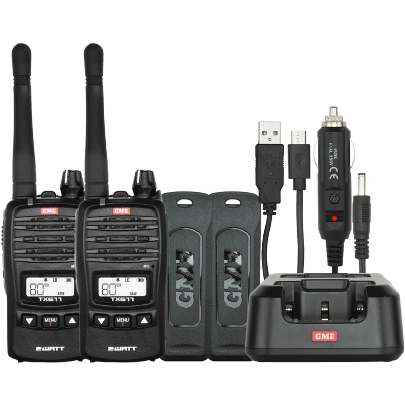 GME TX677TP 2 Watt UHF CB Handheld Radio - Twin Pack