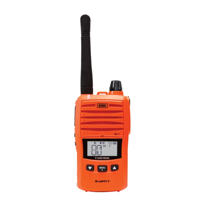 GME TX6165XO 5/1 Watt IP67 UHF CB Handheld Radio - Blaze Orange