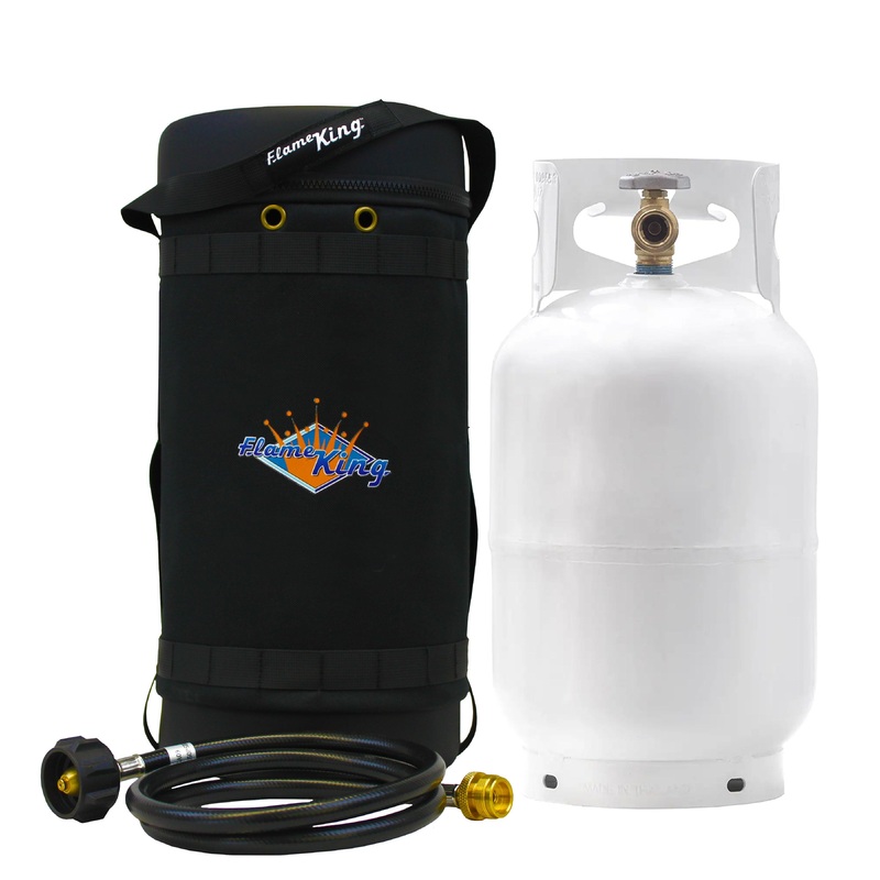 Flame King Propane Gas Hauler Kit 10lb Propane Tank, Adapter Hose and Insulated Protective Carry Case
