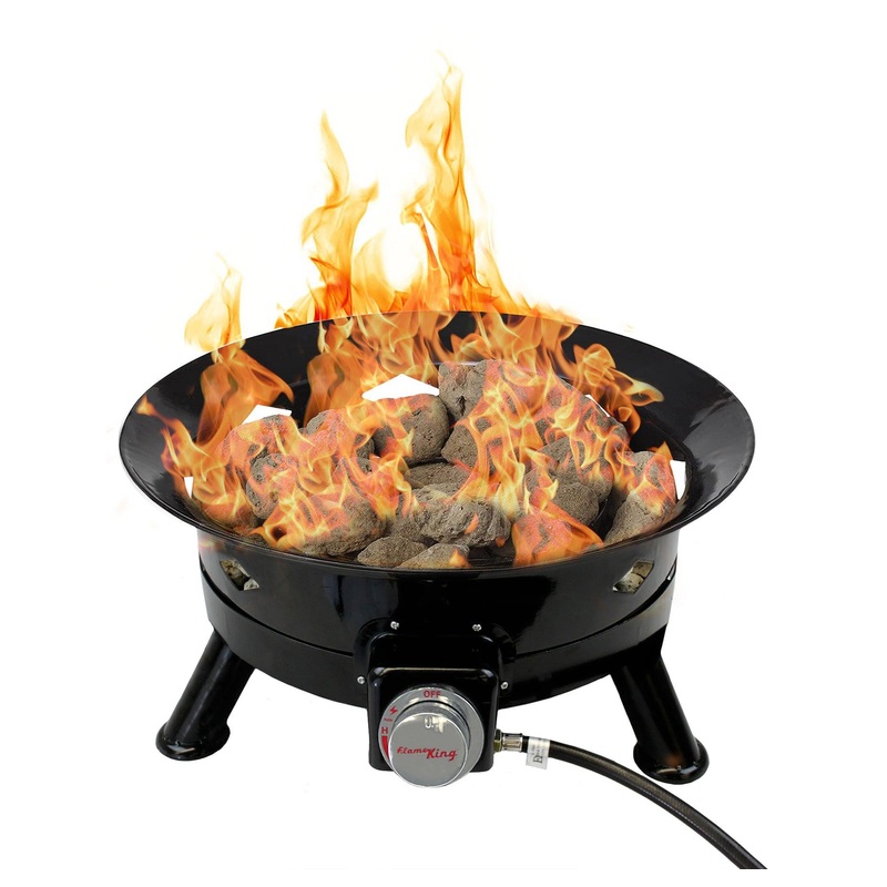 Flame King Outdoor Portable Propane Gas 24 Fire Pit Bowl with Self Igniter Cover Carry Straps